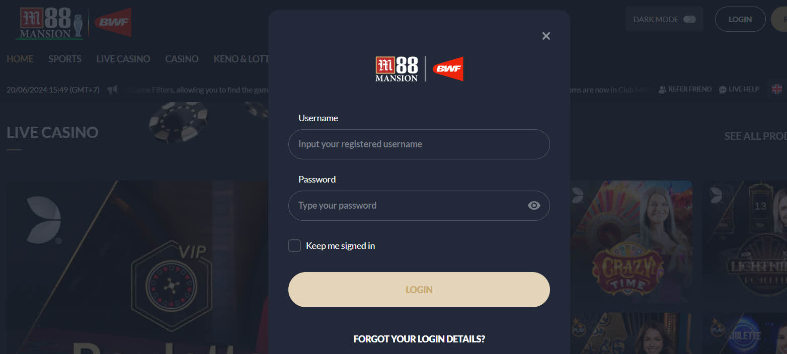 M88へのログインは非常に簡単です